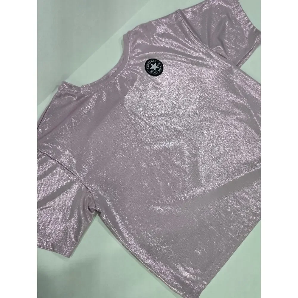 Converse Metallic Pink Shimmer Tee Youth XL Oversized Top (Can fit Woman's M/L)